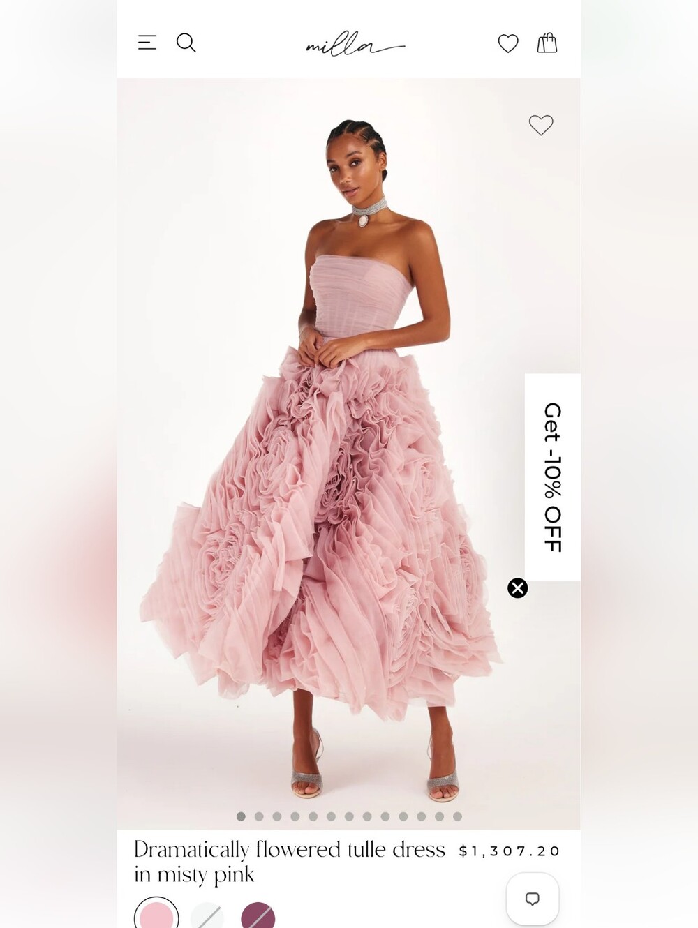 Milla By Medium New With Tags MillaNova Dusty Rose Strapless Ruffled Tulle Dress